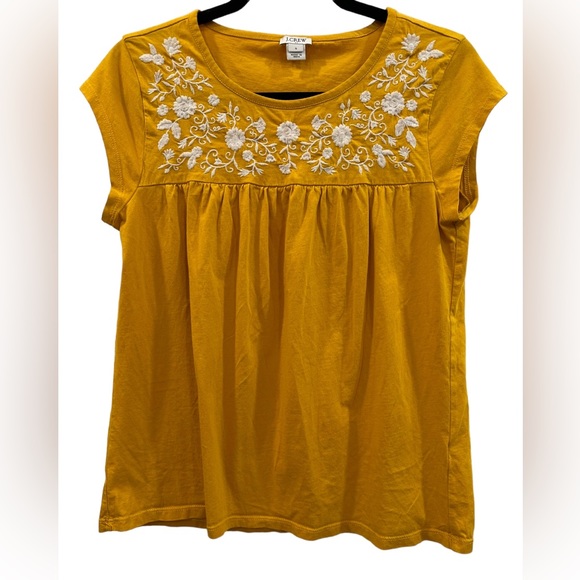 J. Crew Tops - J. Crew Factory embroidered cap sleeve blouse size S EUC